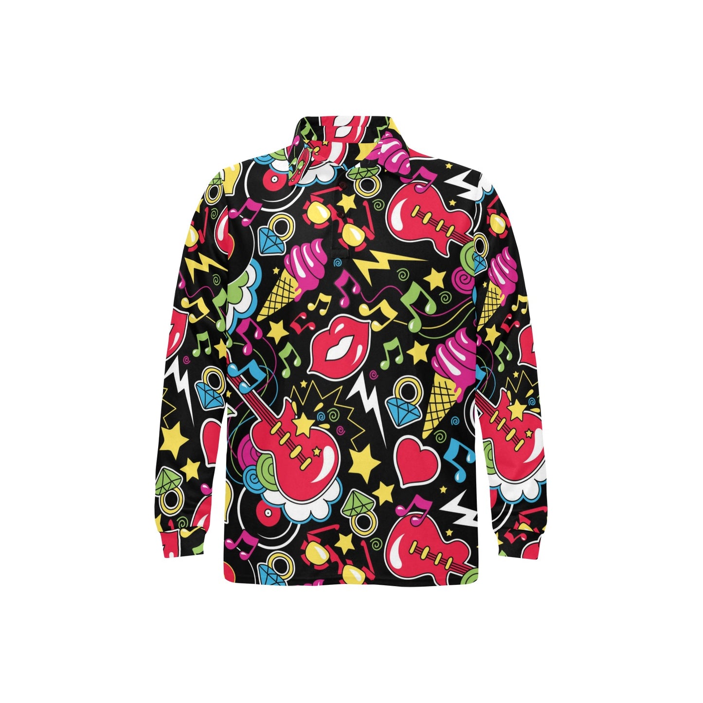 Pop Art Pattern Print Design A04 Long Sleeve Polo Shirt For Men's
