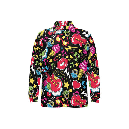 Pop Art Pattern Print Design A04 Long Sleeve Polo Shirt For Men's