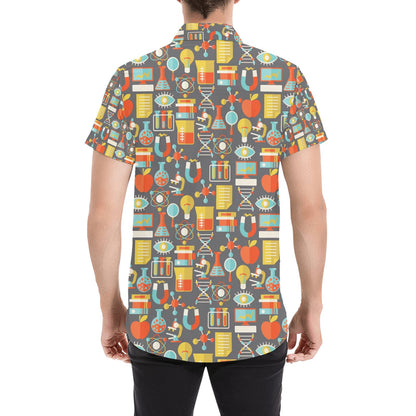 Science Print Design LKS302 Men Short Sleeve Button Up Shirt
