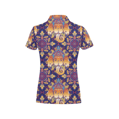 Ganesha Pattern Print Design 01 Women's Polo Shirt