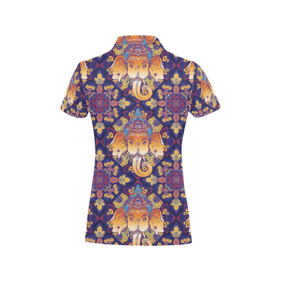 Ganesha Pattern Print Design 01 Women's Polo Shirt