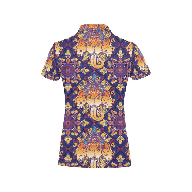 Ganesha Pattern Print Design 01 Women's Polo Shirt