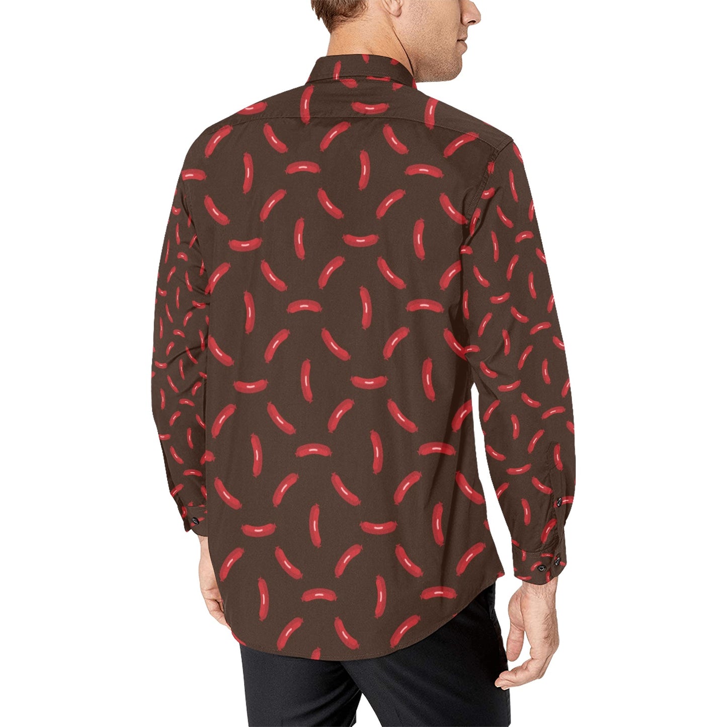 Sausage Print Design LKS302 Men's Long Sleeve Dress Shirt