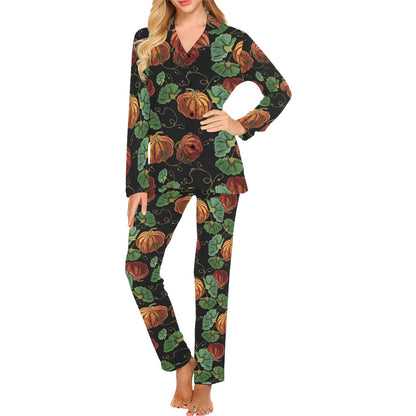 Pumpkin Pattern Print Design A02 Women's Long Pajama Set