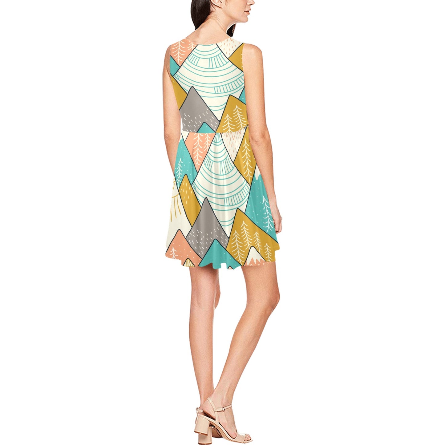 Mountain Pattern Print Design 02 Sleeveless Dress
