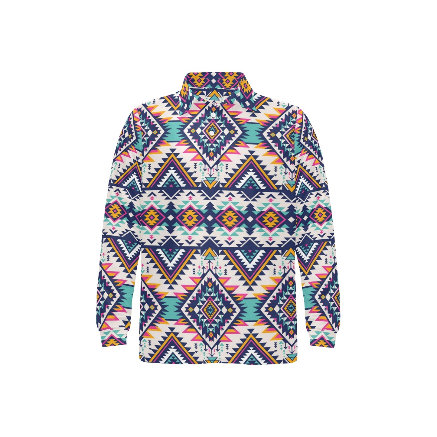 Tribal Aztec native american Long Sleeve Polo Shirt For Men's