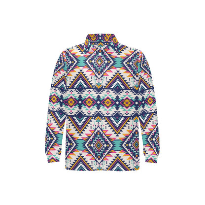 Tribal Aztec native american Long Sleeve Polo Shirt For Men's