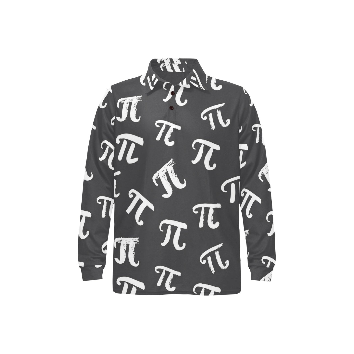 Pi Day Pattern Print Design A02 Long Sleeve Polo Shirt For Men's