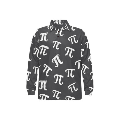 Pi Day Pattern Print Design A02 Long Sleeve Polo Shirt For Men's