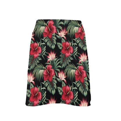 Flower Hawaiian Red Hibiscus Design Print 17" Golf & Pickleball Skort with Pockets