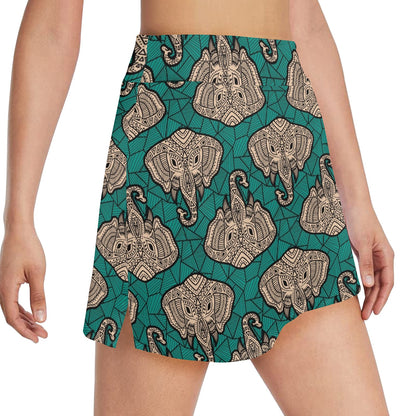 Boho Head Elephant 17" Golf & Pickleball Skort with Pockets