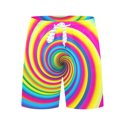 Vortex Twist Swirl Rainbow Design Men's Swim Trunks Beach Shorts
