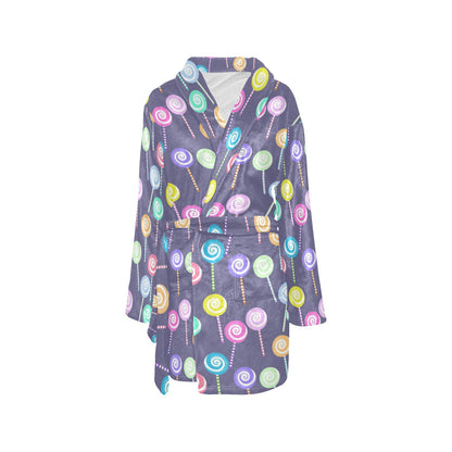 Lollipop Pattern Print Design LL03 Women's Fleece Robe
