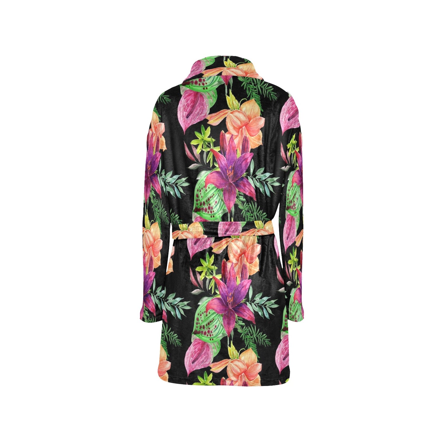 Amaryllis Pattern Print Design AL09 Women's Fleece Robe