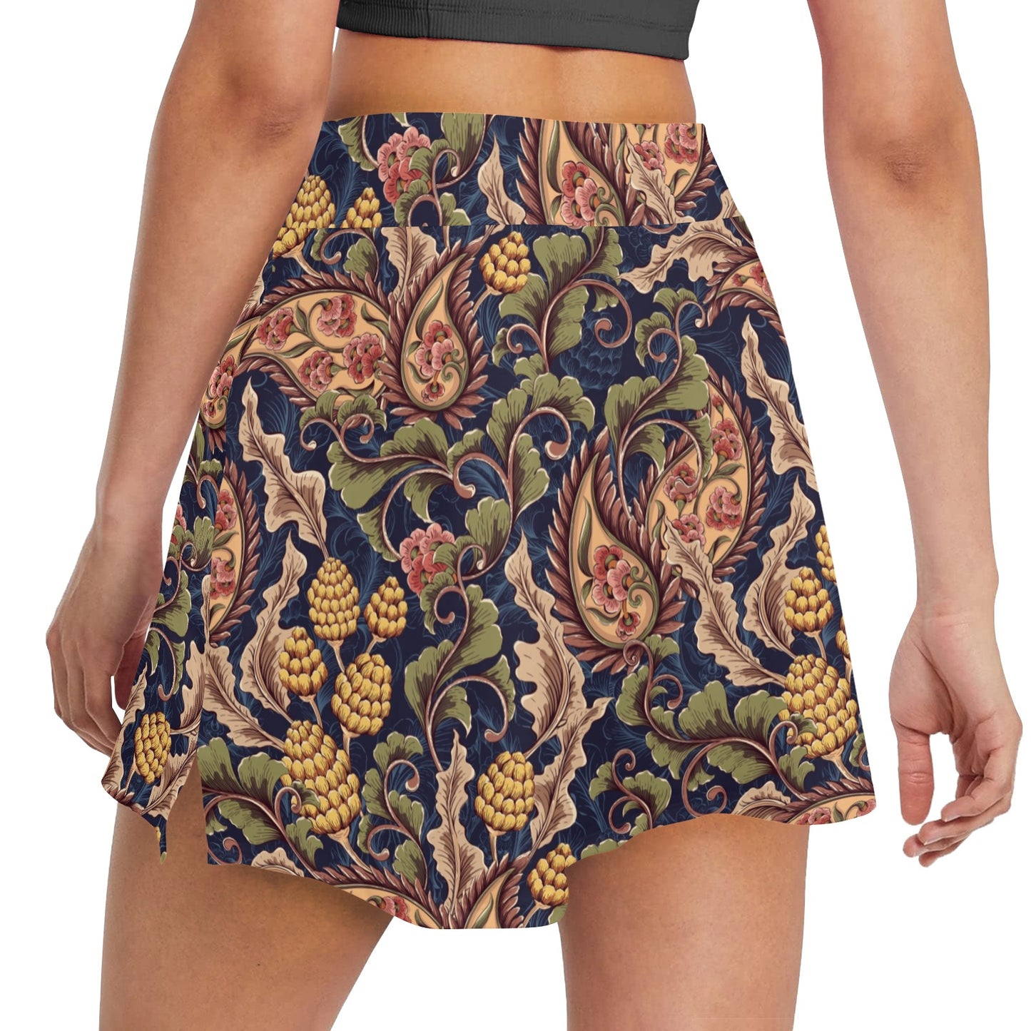 Floral Vintage Classic Print 17" Golf & Pickleball Skort with Pockets