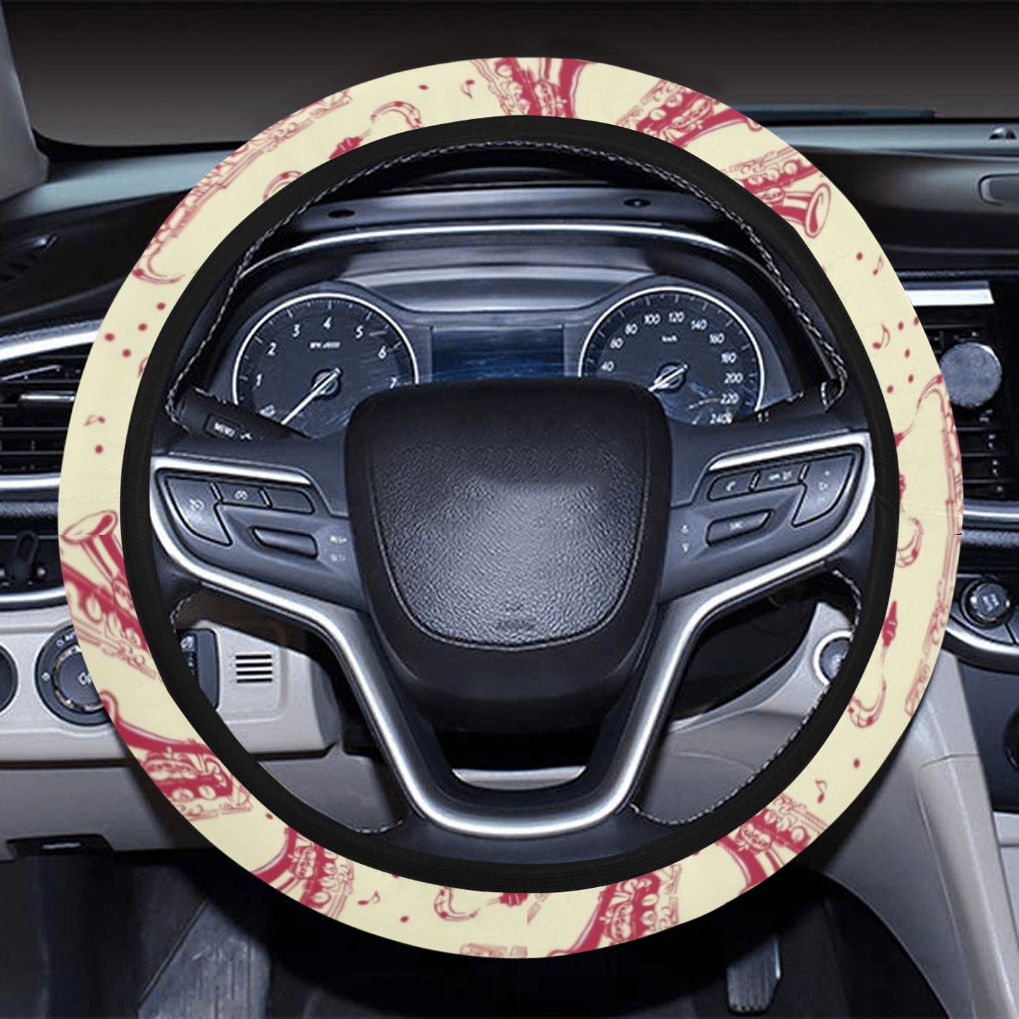 Saxophone Print Design LKS402 Steering Wheel Cover with Elastic Edge