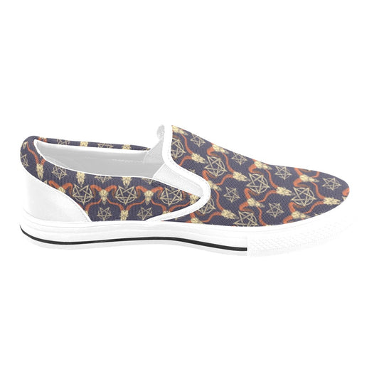 Buffalo Head Print Design LKS403 White Slip Ons Canvas Women's Shoes