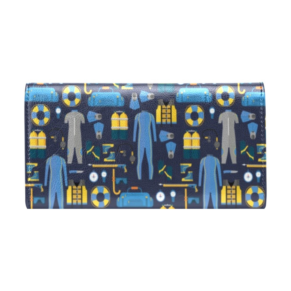 Scuba Equipment Print Design LKS305 Women's Trifold Wallet