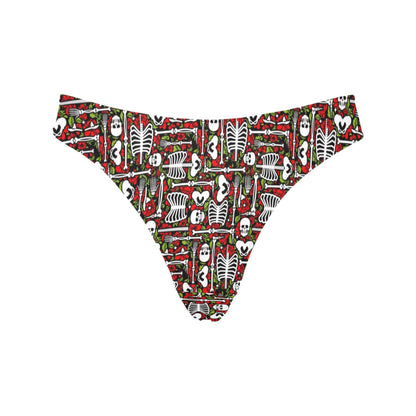Skeleton Pattern Print Women's Thongs
