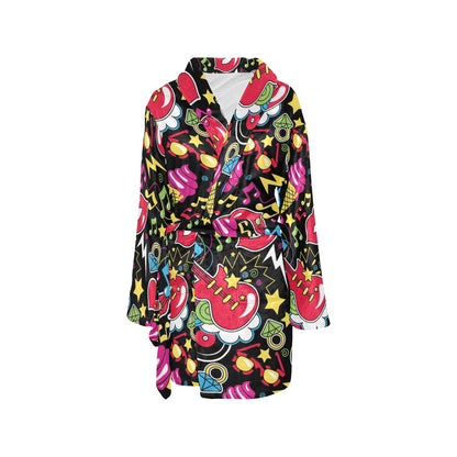 Pop Art Pattern Print Design A04 Women's Fleece Robe