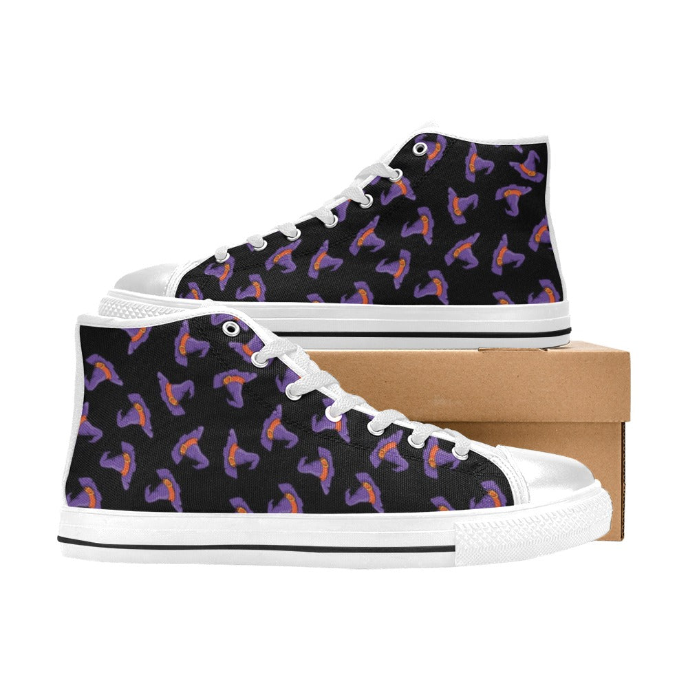 Witch Hat Print Design LKS304 Men's High Top Canvas Shoes