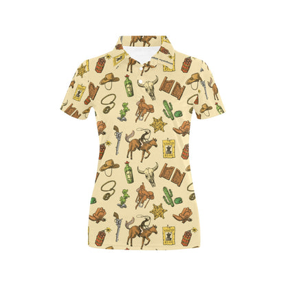 Cowboy Pattern Print Design 04 Women's Polo Shirt