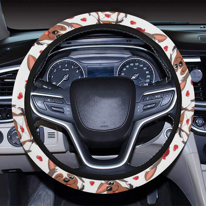Silky Terriers Heart Print Design LKS302 Steering Wheel Cover with Elastic Edge