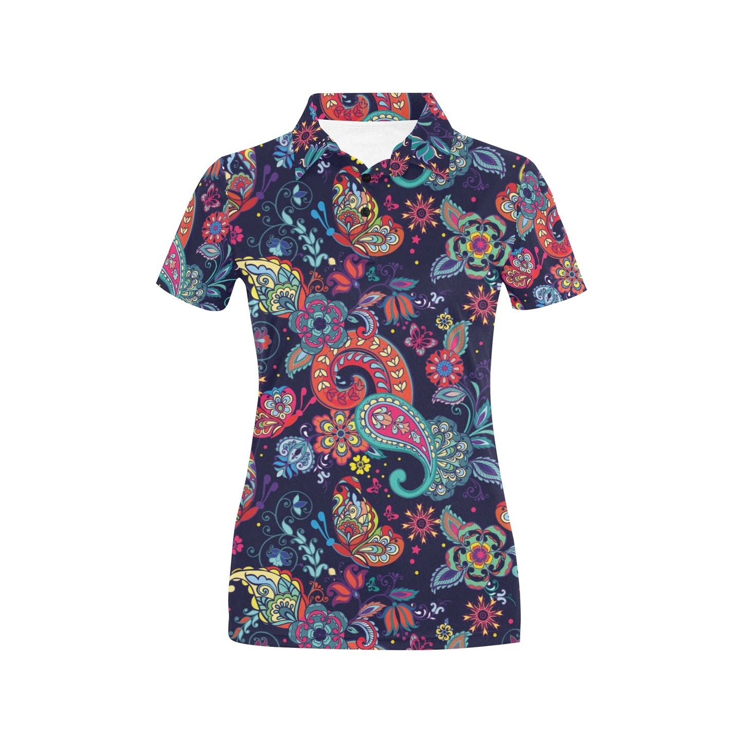 Paisley Boho Pattern Print Design A06 Women's Polo Shirt