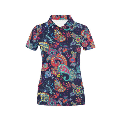 Paisley Boho Pattern Print Design A06 Women's Polo Shirt