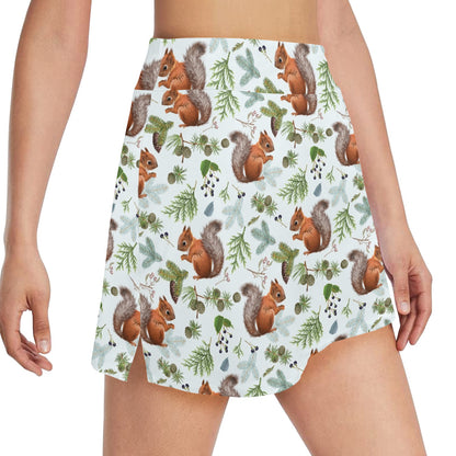 Squirrel Print Design LKS308 17" Golf & Pickleball Skort with Pockets
