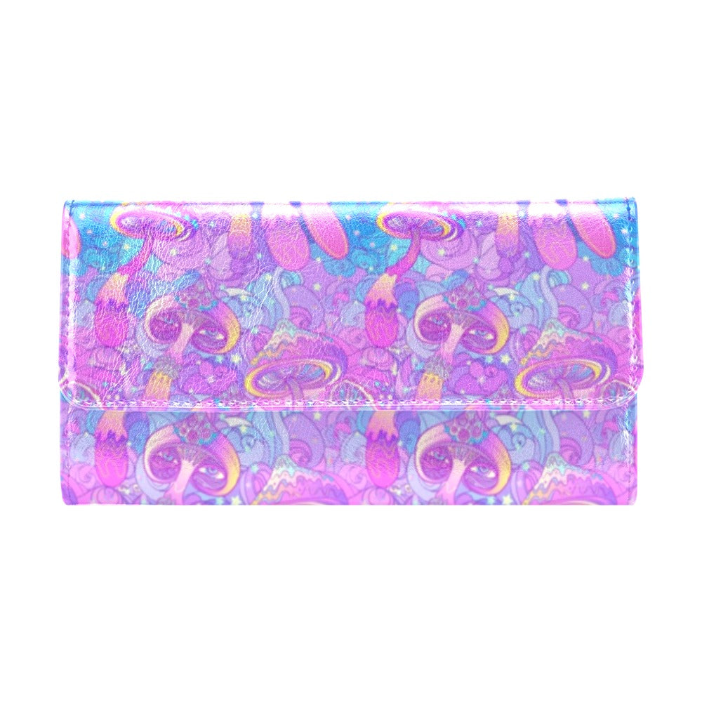 Psychedelic Trippy Mushroom Print Women's Trifold Wallet