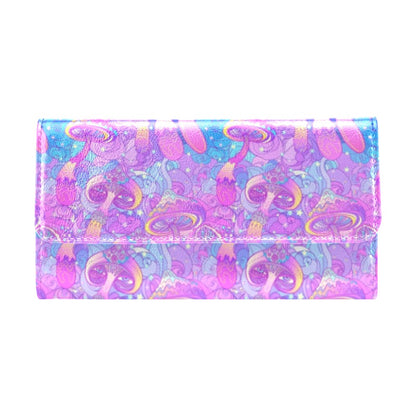 Psychedelic Trippy Mushroom Print Women's Trifold Wallet