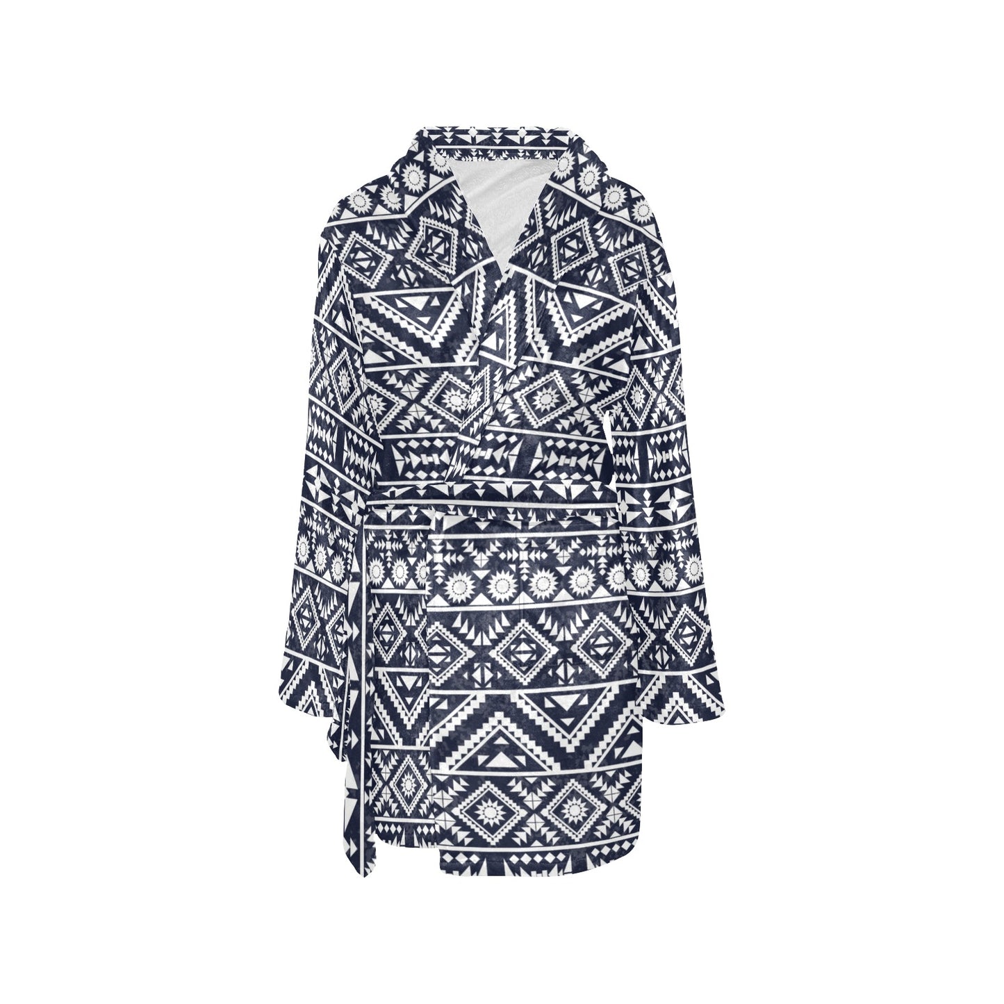 Blue White Tribal Aztec Women's Fleece Robe