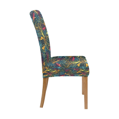 Travel Stamp Colorful Print Design LKS304 Dining Chair Slipcover