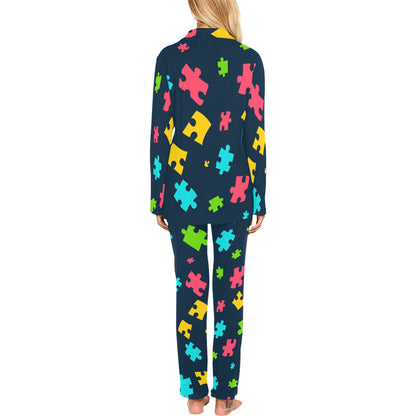 Autism Awareness Colorful Design Print Women's Long Pajama Set