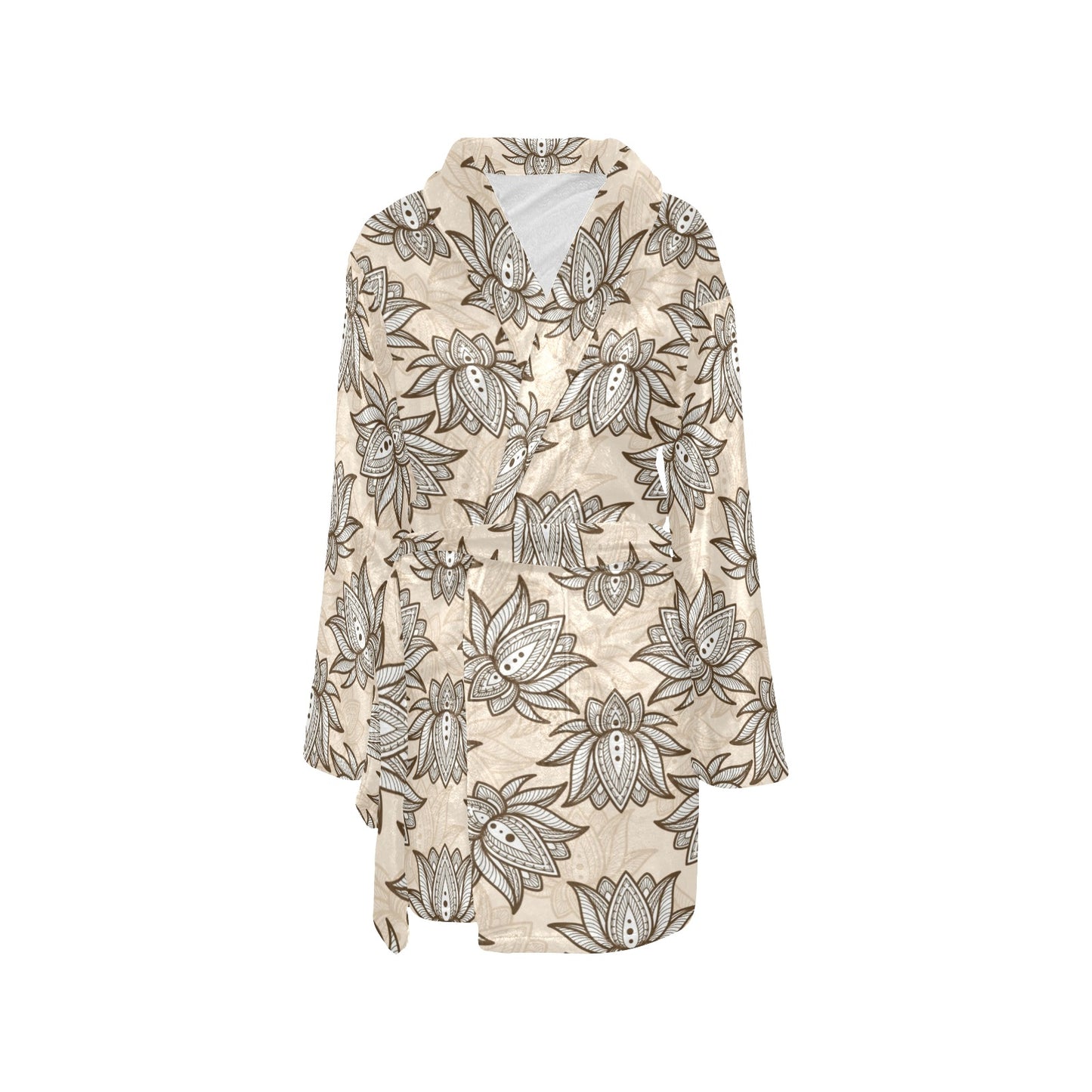 lotus Boho Pattern Print Design LO05 Women's Fleece Robe
