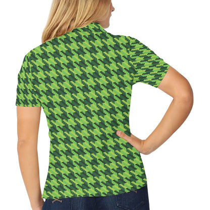 St Patricks Day Houndstooth Pattern Print LKS301 Women's Polo Shirt
