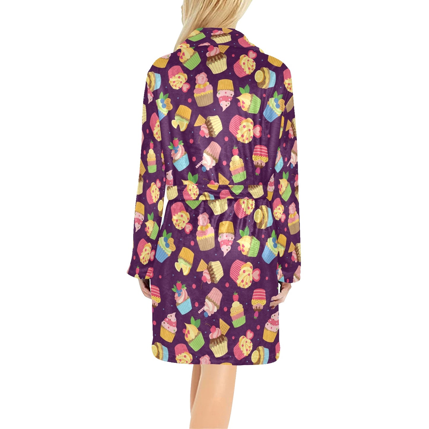 Cupcake Pattern Print Design 05 Women's Fleece Robe