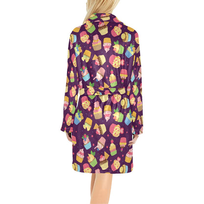 Cupcake Pattern Print Design 05 Women's Fleece Robe