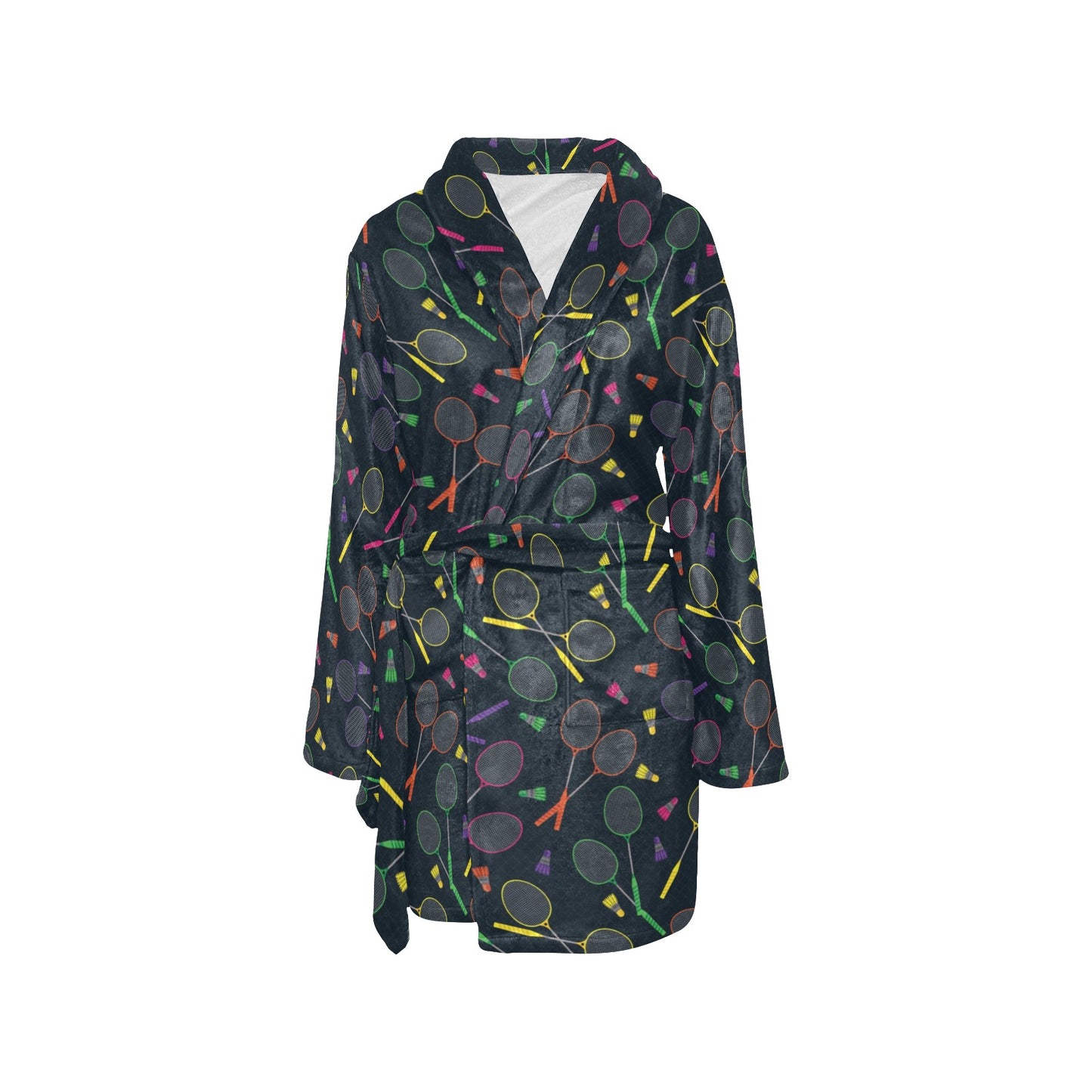 Badminton Pattern Print Design 04 Women's Fleece Robe