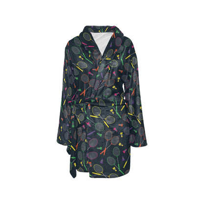 Badminton Pattern Print Design 04 Women's Fleece Robe