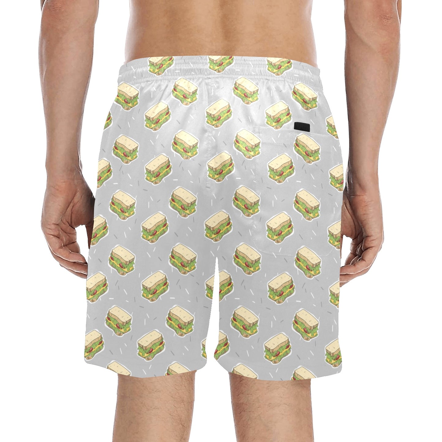 Sandwich Print Design LKS304 Men's Swim Trunks Beach Shorts