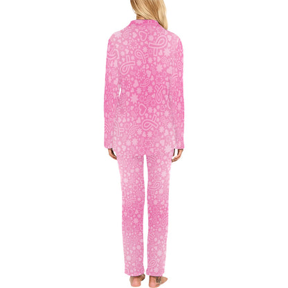 Breast cancer Pattern Print Design 02 Women's Long Pajama Set