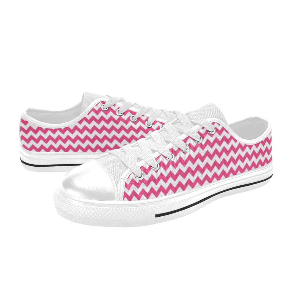 Chevron Print Design LKS402 Women's White Low Top Shoes