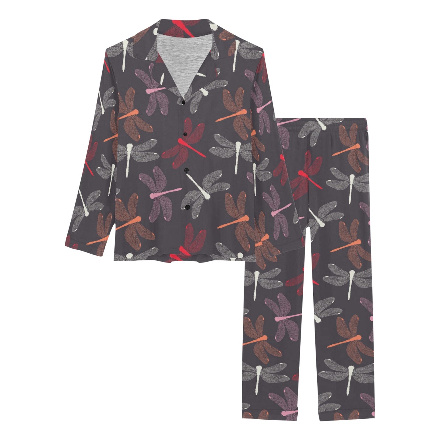 Dragonfly Pattern Print Design 01 Women's Long Pajama Set