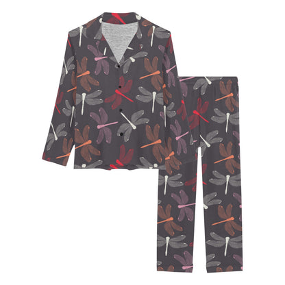 Dragonfly Pattern Print Design 01 Women's Long Pajama Set