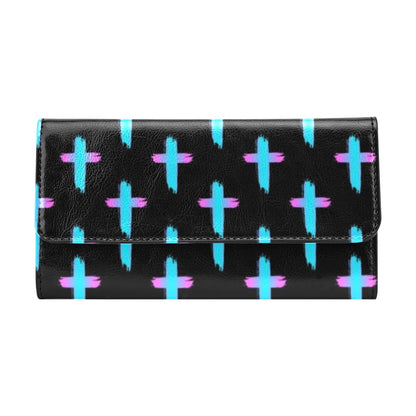 Christian Cross neon Pattern Women's Trifold Wallet