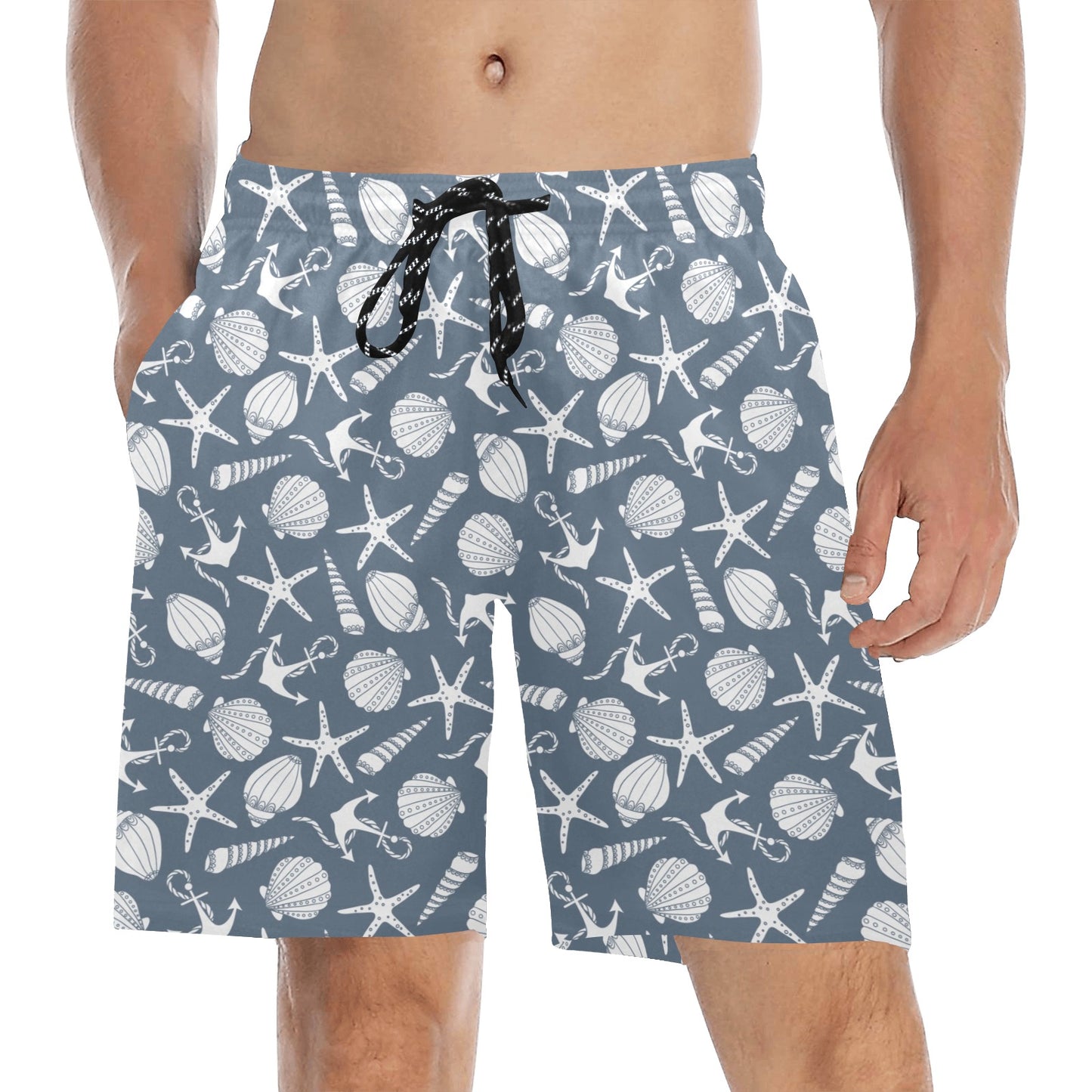 Seashell Print Design LKS306 Men's Swim Trunks Beach Shorts