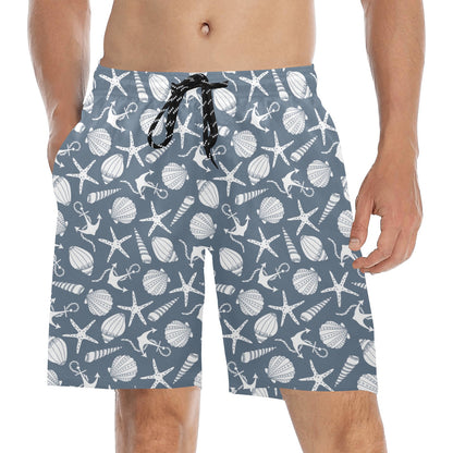 Seashell Print Design LKS306 Men's Swim Trunks Beach Shorts