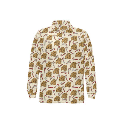 Cookie Pattern Print Design 04 Long Sleeve Polo Shirt For Men's